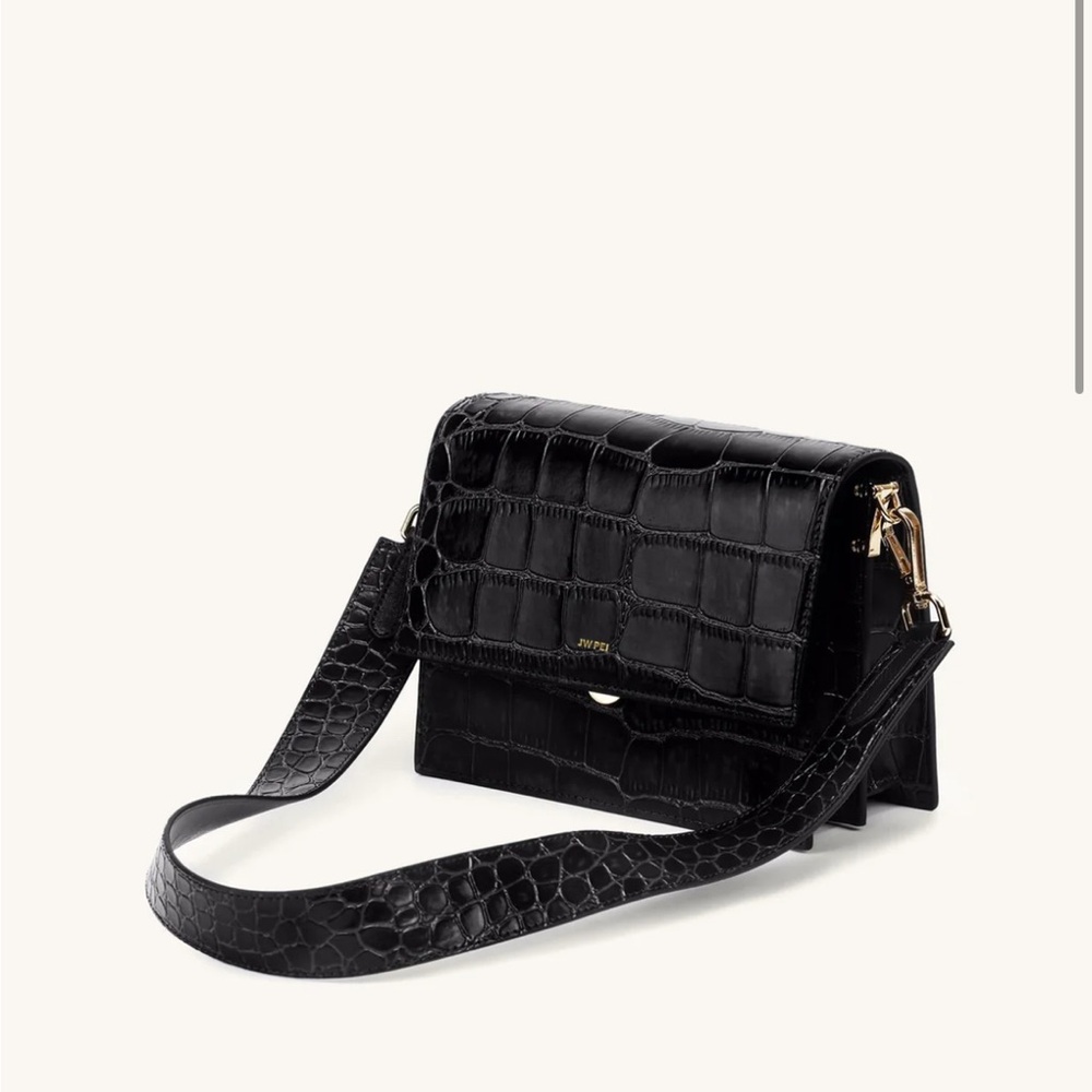 Flap Crossbody - Black Croc